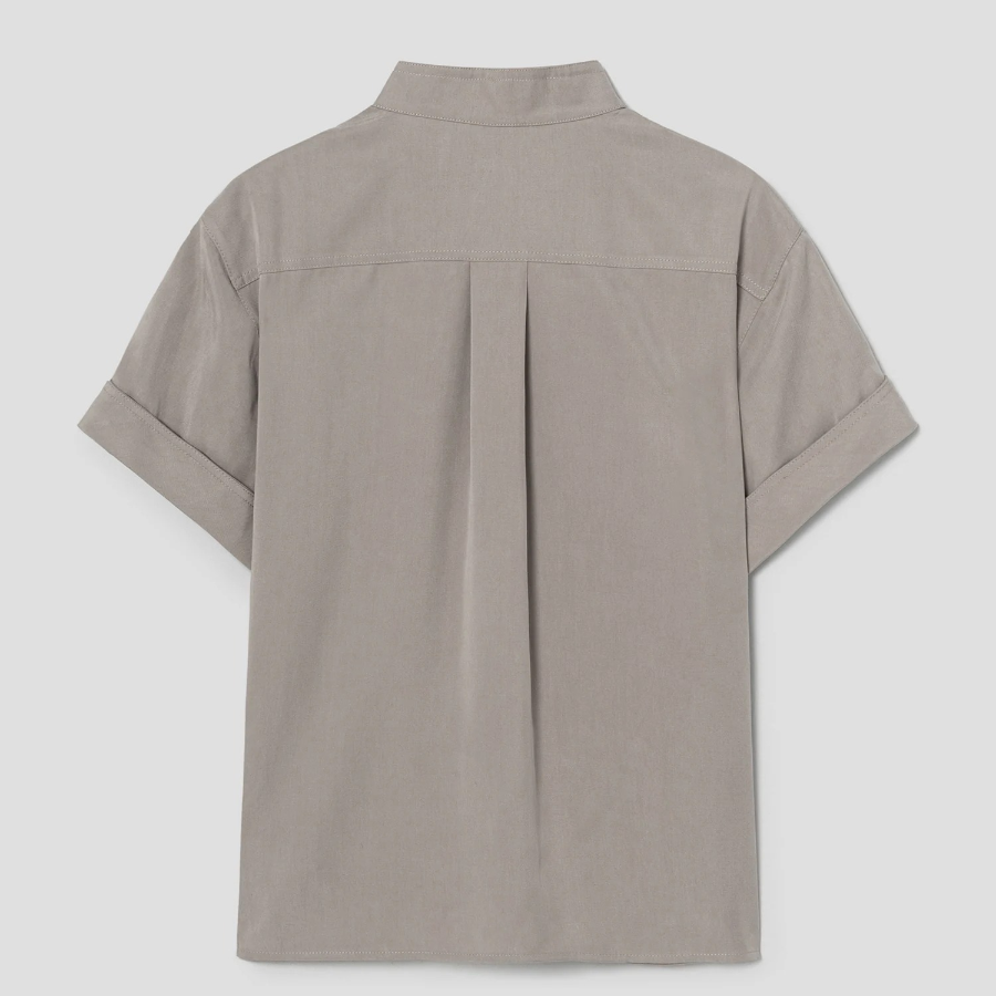 Theory Women Fluid Lyocell Military Shirt - Soft Taupe