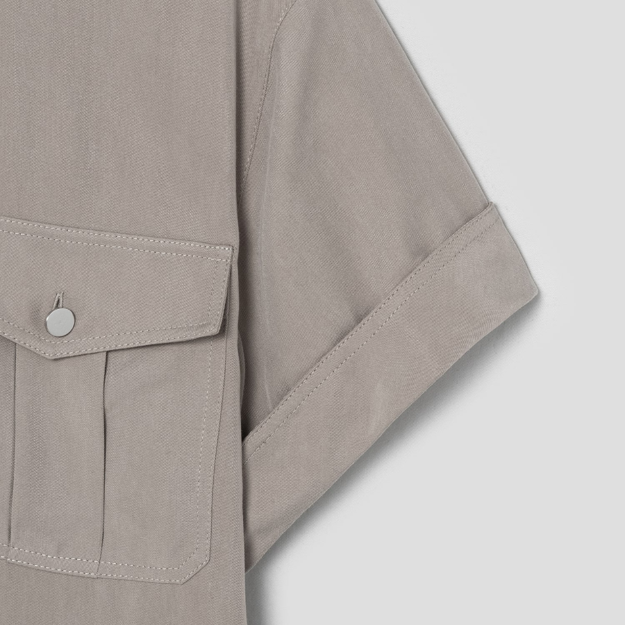 Theory Women Fluid Lyocell Military Shirt - Soft Taupe