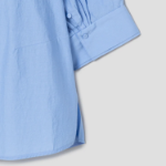 KUHO Open Collar Short-Sleeve Blouse - Blue