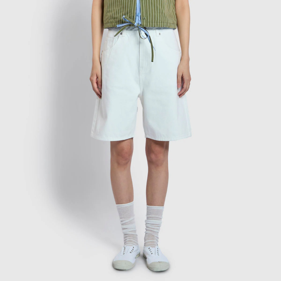 JAJU Denim Bermuda Pants (Ivory) — светлый акцент и комфортный деним для повседневных образов