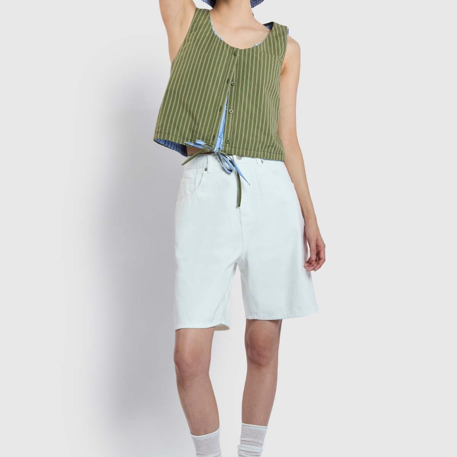 JAJU Denim Bermuda Pants (Ivory) — светлый акцент и комфортный деним для повседневных образов