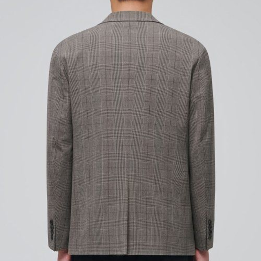 Glen Check Basic Blazer — Dark Beige