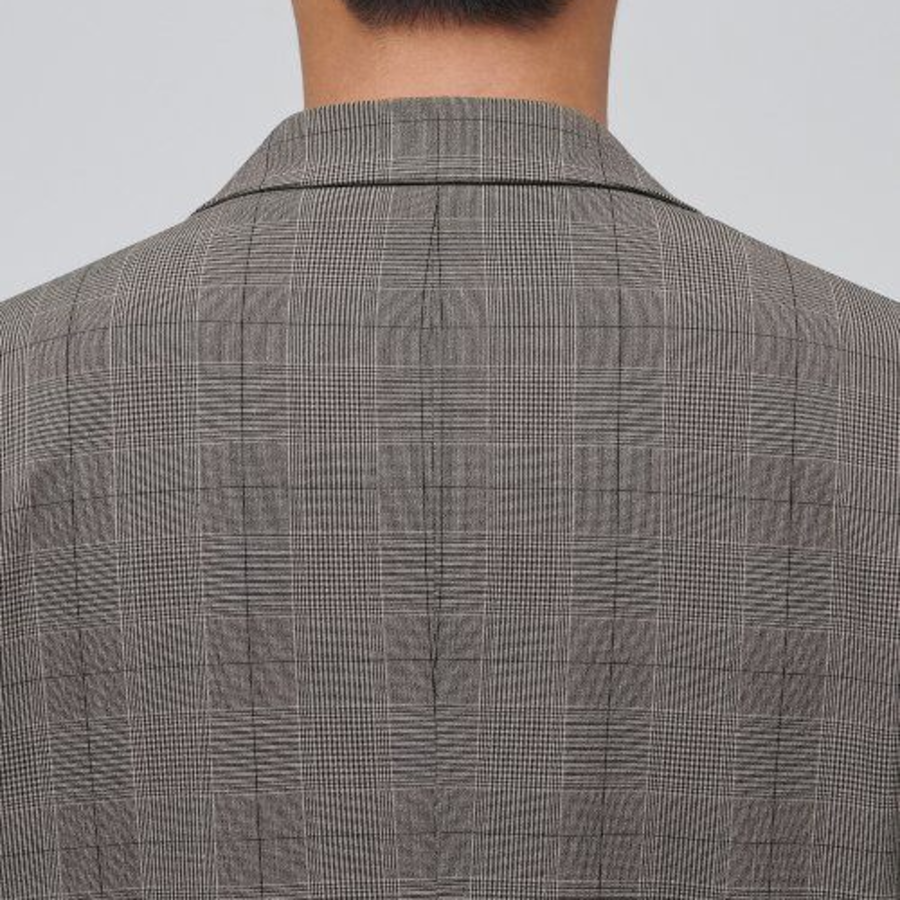 Glen Check Basic Blazer — Dark Beige