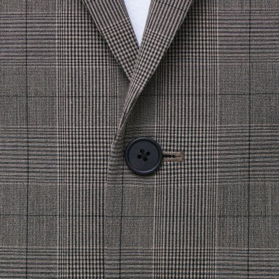 Glen Check Basic Blazer — Dark Beige
