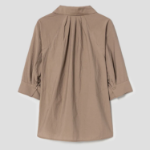 KUHO Open Collar Short-Sleeve Blouse - Beige