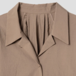 KUHO Open Collar Short-Sleeve Blouse - Beige