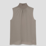 Theory Women Silk Combo Rib Neck Shell Top - Soft Taupe