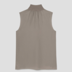 Theory Women Silk Combo Rib Neck Shell Top - Soft Taupe