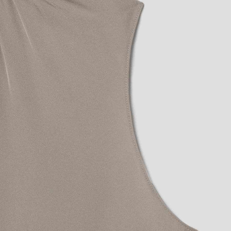 Theory Women Silk Combo Rib Neck Shell Top - Soft Taupe