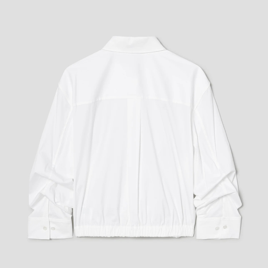 Theory Women Cotton Shirting Fixed Sleeve Crop Shirt - White