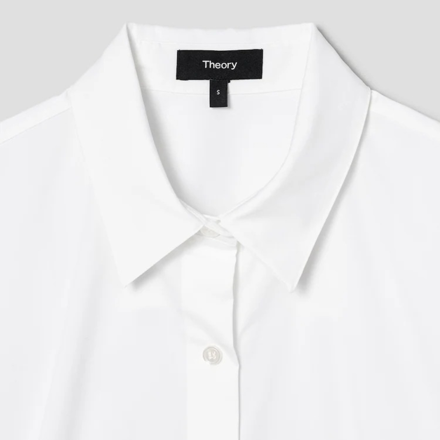 Theory Women Cotton Shirting Fixed Sleeve Crop Shirt - White