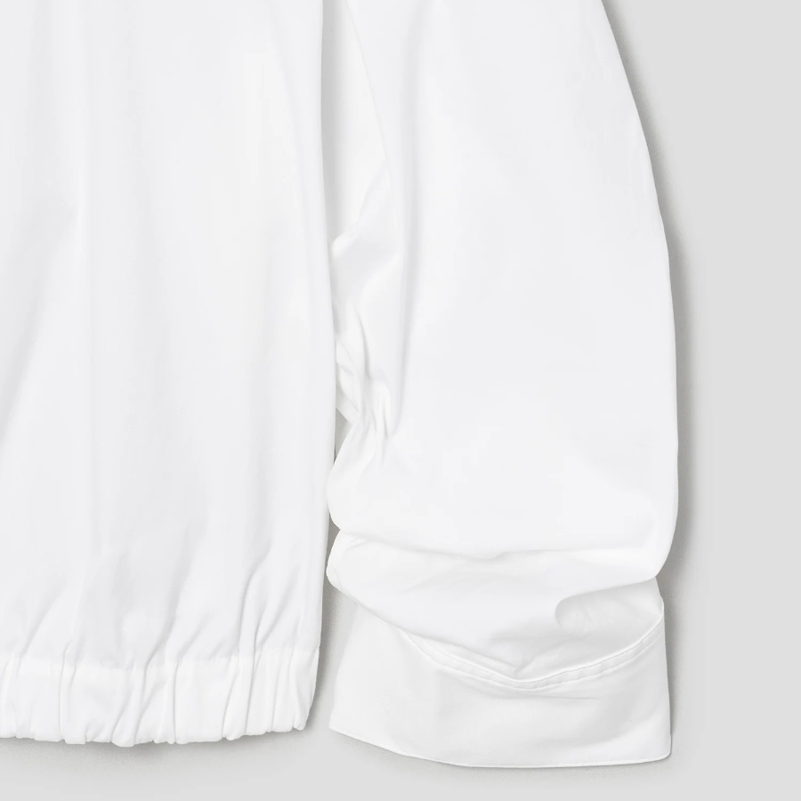 Theory Women Cotton Shirting Fixed Sleeve Crop Shirt - White