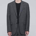 Relaxed Basic Wool Blazer — Medium Gray