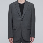 Relaxed Basic Wool Blazer — Medium Gray