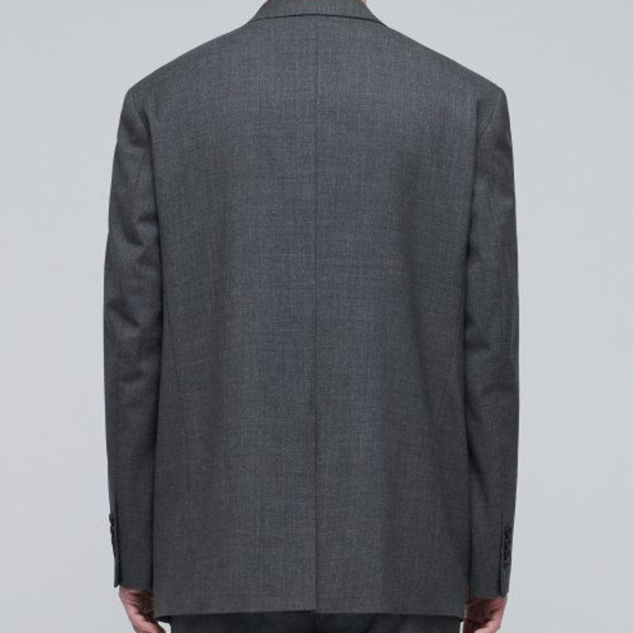 Relaxed Basic Wool Blazer — Medium Gray