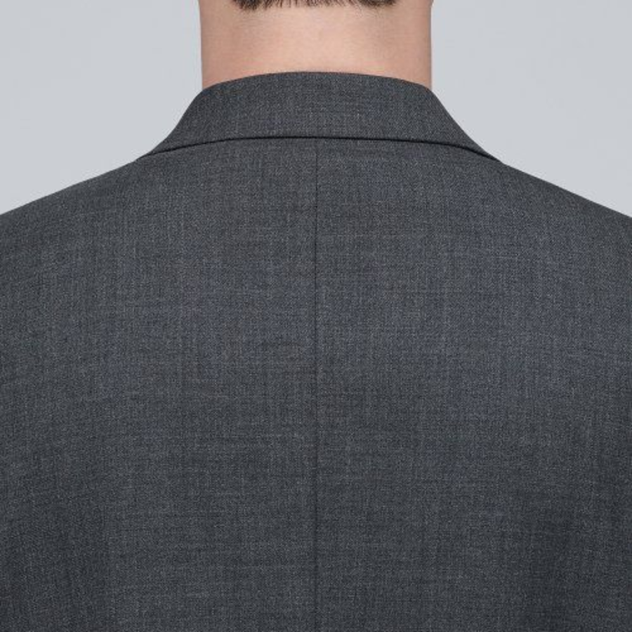 Relaxed Basic Wool Blazer — Medium Gray