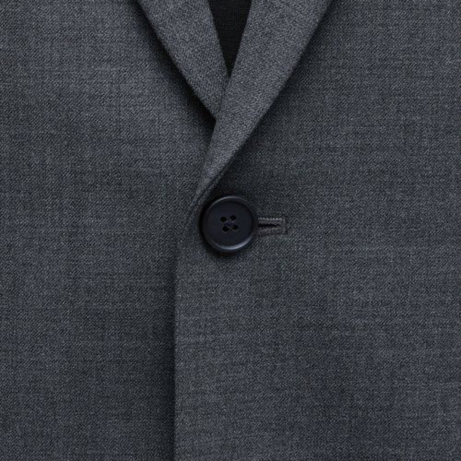 Relaxed Basic Wool Blazer — Medium Gray