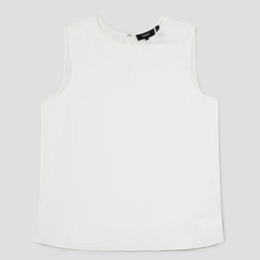 Theory Women Silk Georgette Straight Shell - Ivory