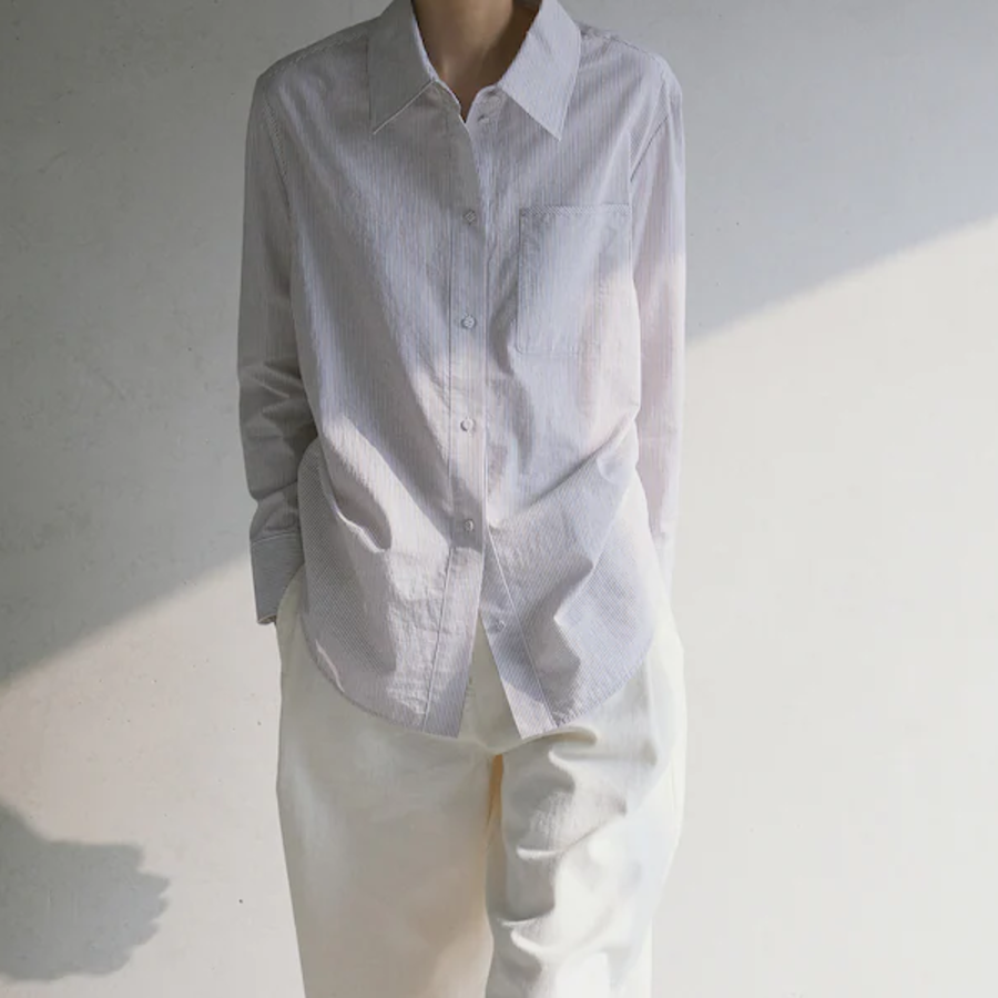 KUHO Collar Neck Shirring Detail Blouse – Grey