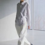 KUHO Collar Neck Shirring Detail Blouse – Grey