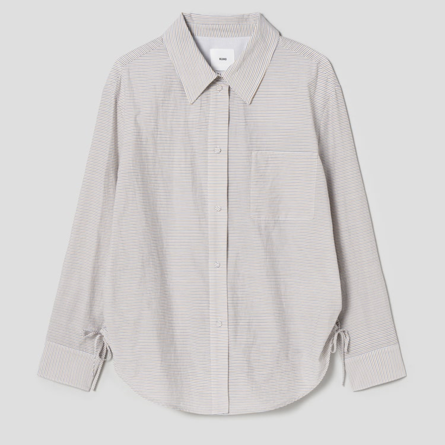 KUHO Collar Neck Shirring Detail Blouse – Grey