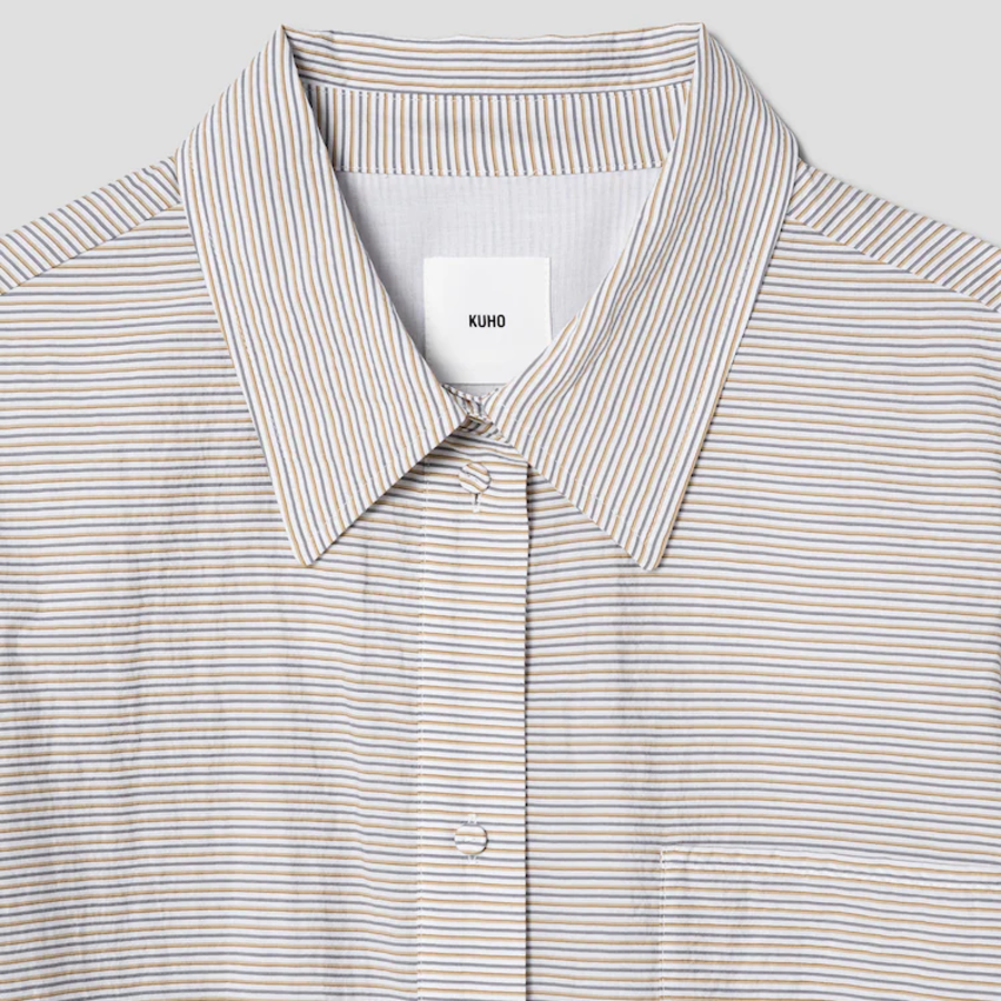 KUHO Collar Neck Shirring Detail Blouse – Grey