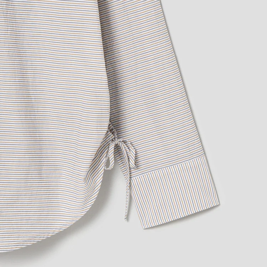 KUHO Collar Neck Shirring Detail Blouse – Grey