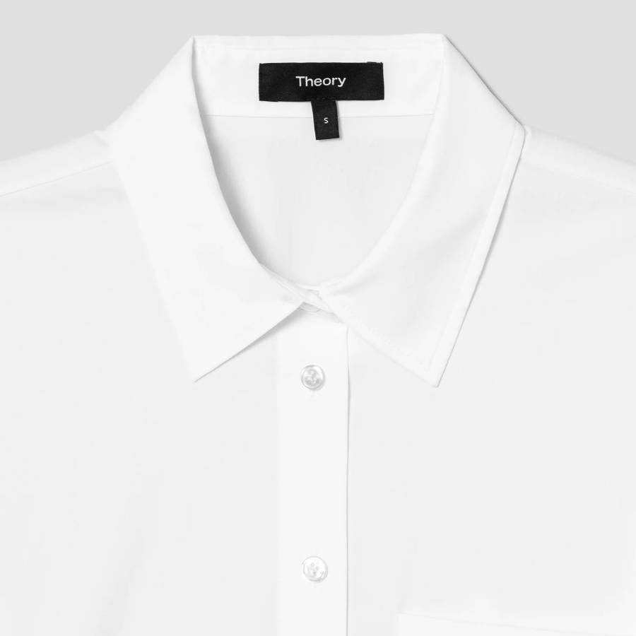 Theory Women Cotton Shirting Cuff Pocket Shirt - White