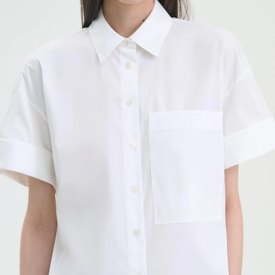Theory Women Cotton Shirting Cuff Pocket Shirt - White