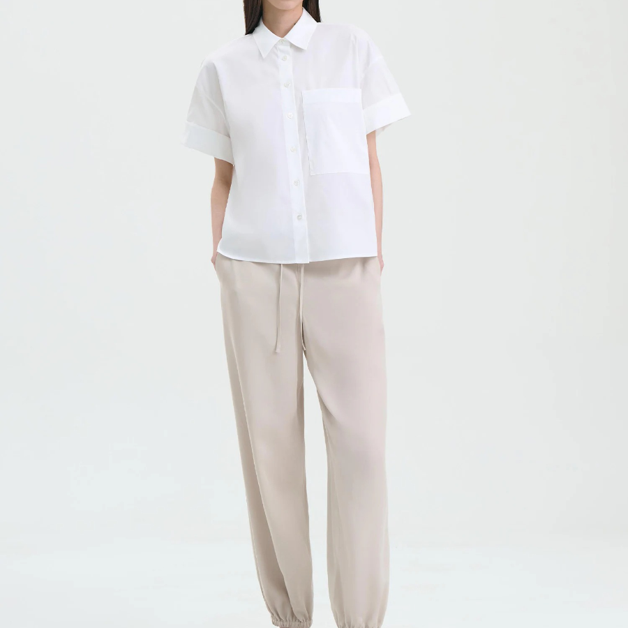 Theory Women Cotton Shirting Cuff Pocket Shirt - White