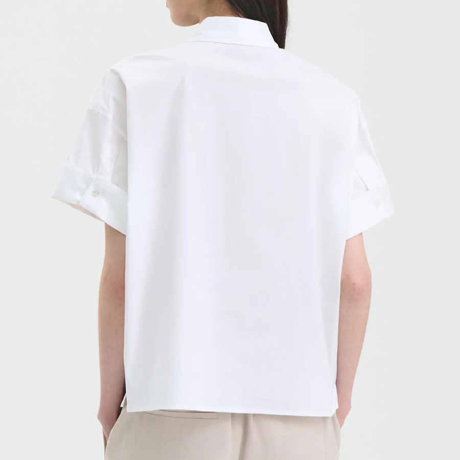 Theory Women Cotton Shirting Cuff Pocket Shirt - White