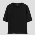 Theory Women Silk Combo Oversized Boxy Tee - Black