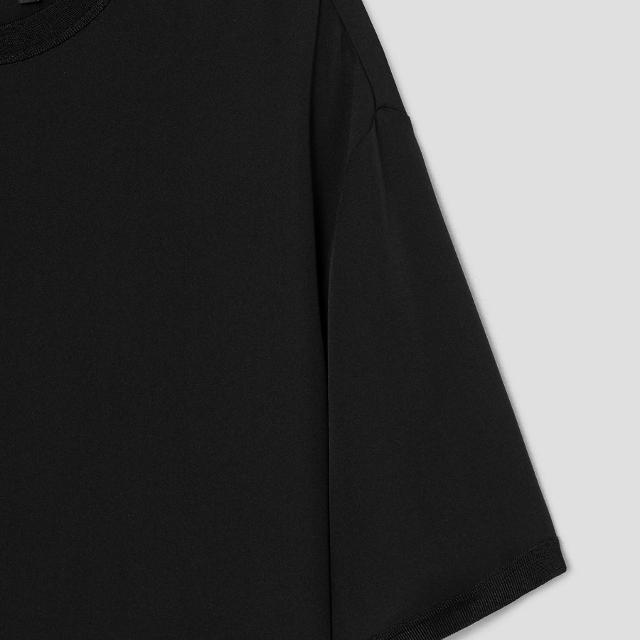 Theory Women Silk Combo Oversized Boxy Tee - Black