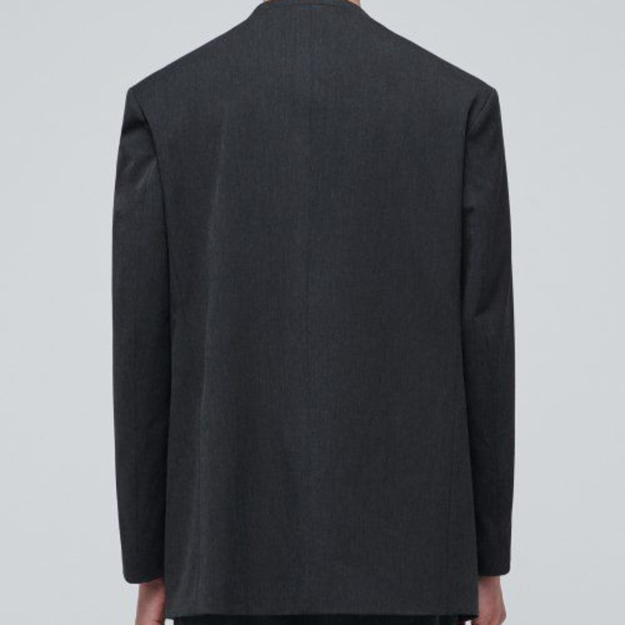 Collarless Blazer — Charcoal Gray