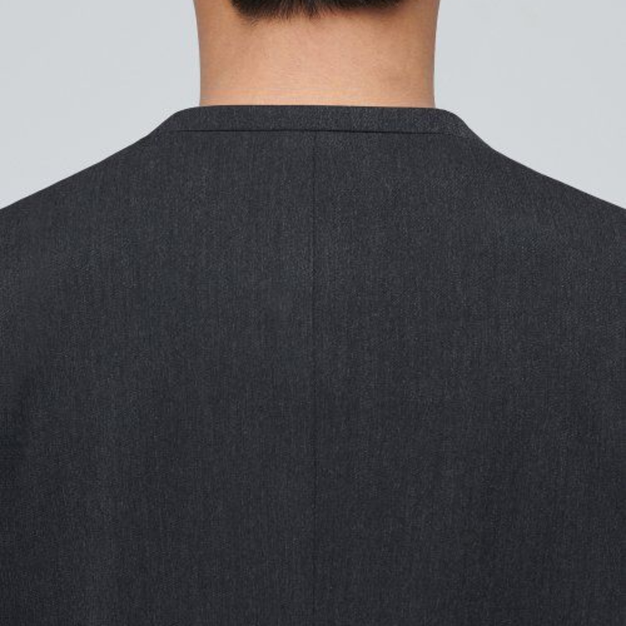 Collarless Blazer — Charcoal Gray