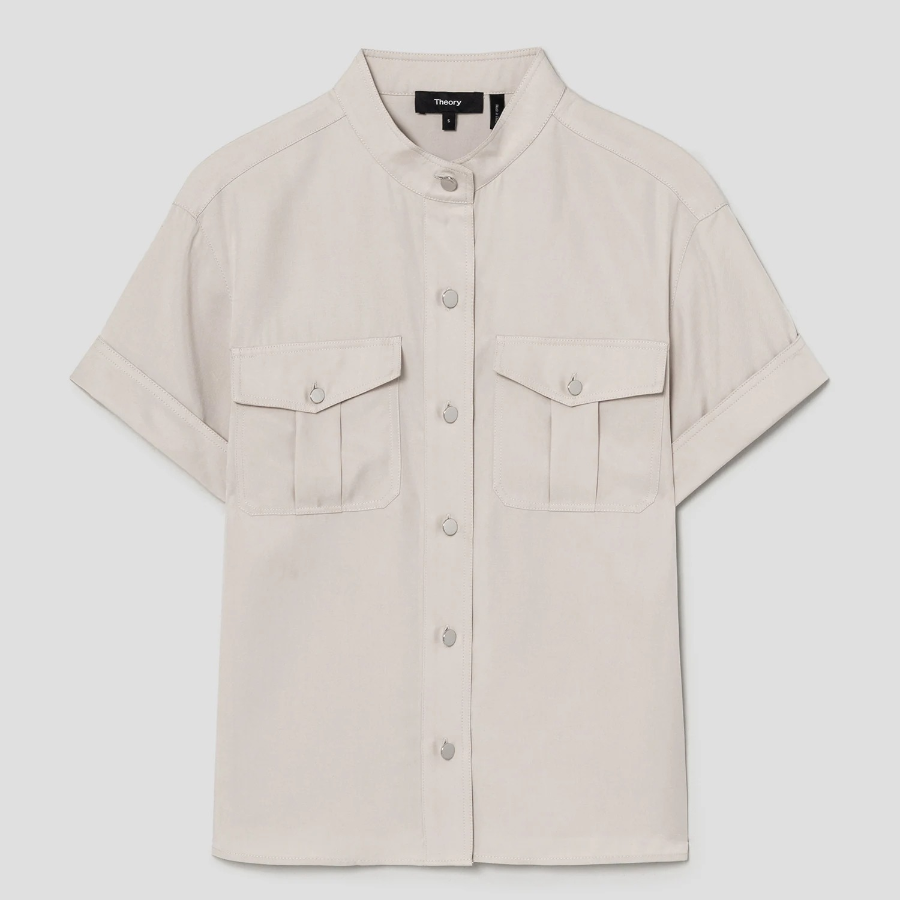 Theory Women Fluid Lyocell Military Shirt - New Sand