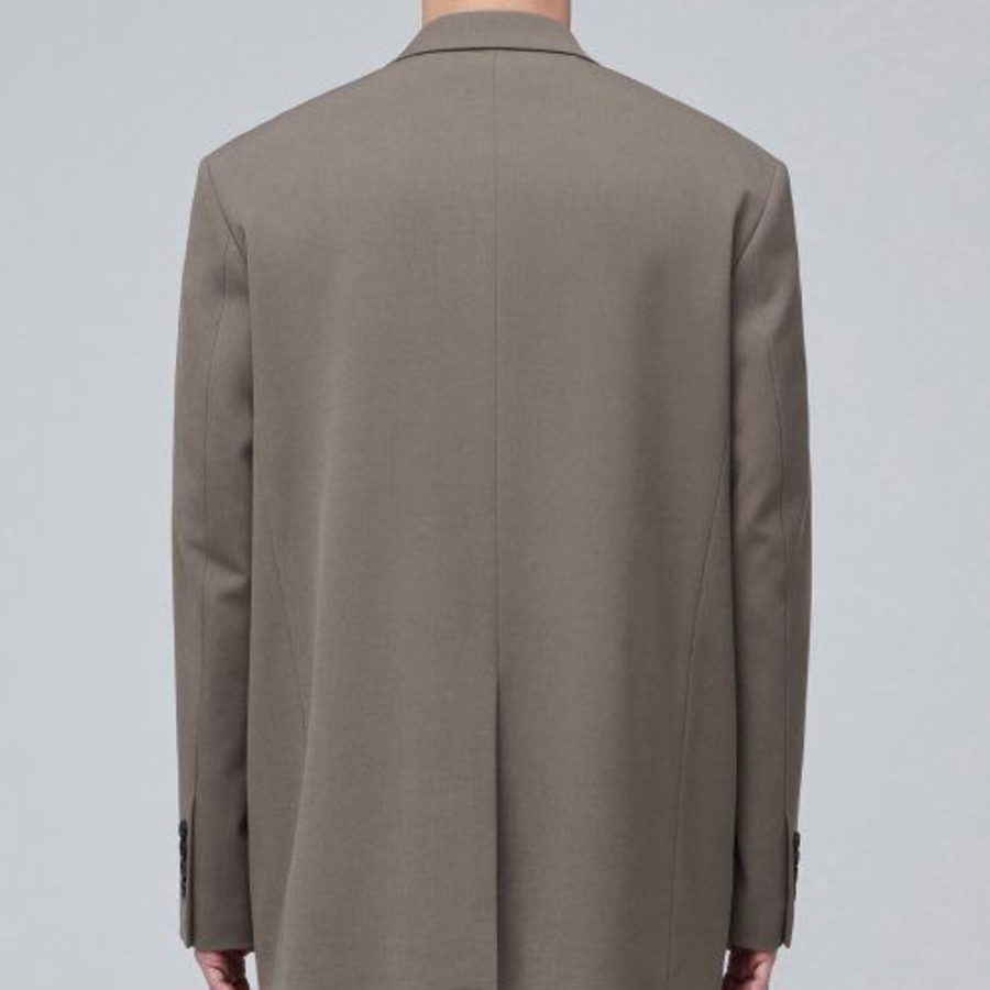 Oversized 3-Button Blazer — Dusty Beige
