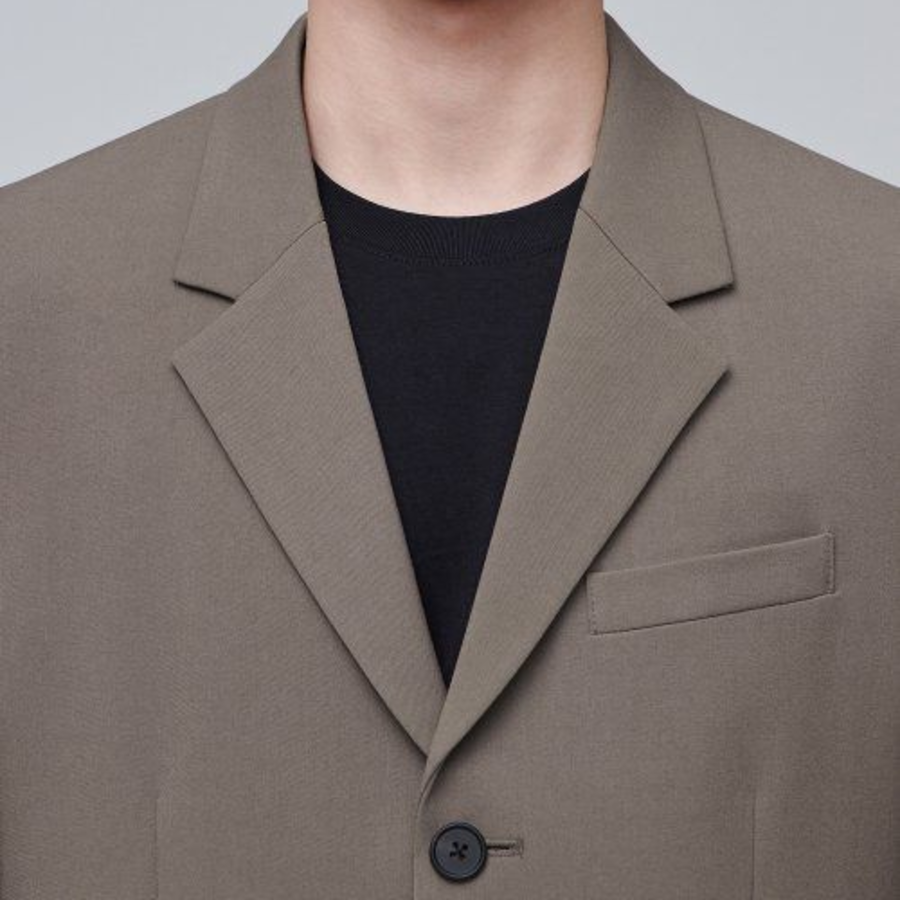 Oversized 3-Button Blazer — Dusty Beige