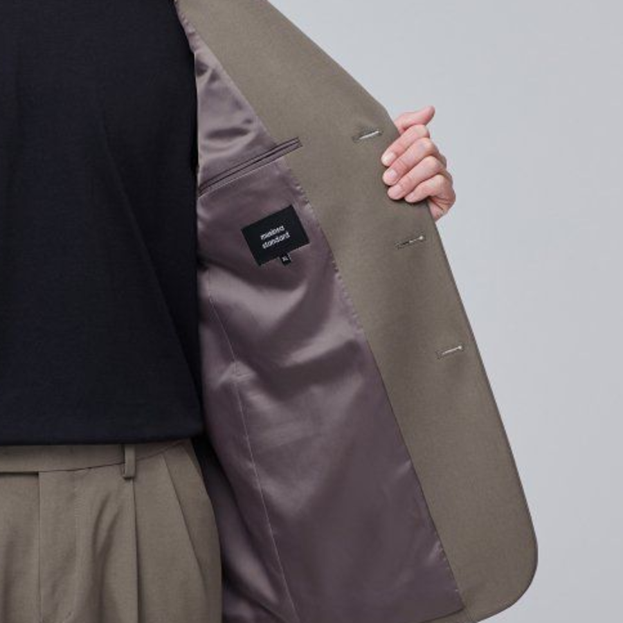 Oversized 3-Button Blazer — Dusty Beige