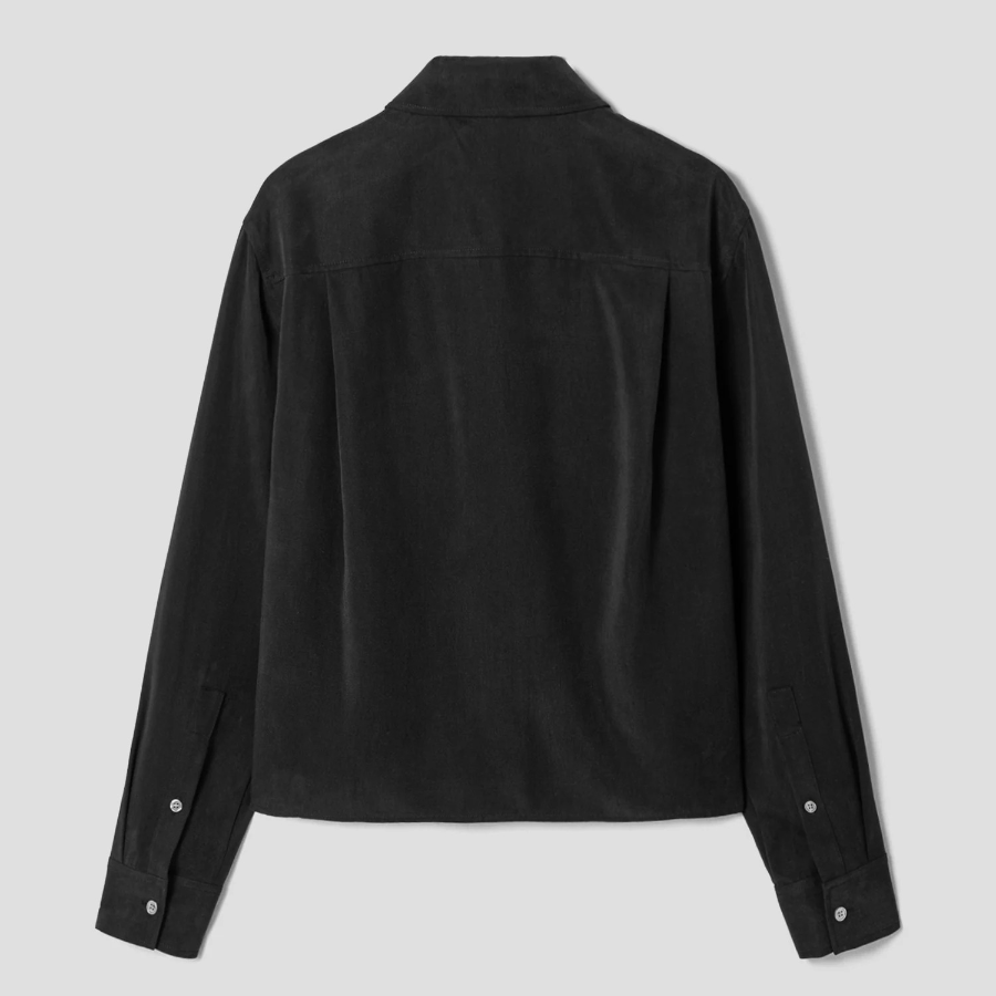 Theory Women Fluid Lyocell Boxy Pocket Shirt - Black