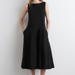 COS Boat-Neck Cotton A-Line Midi Dress