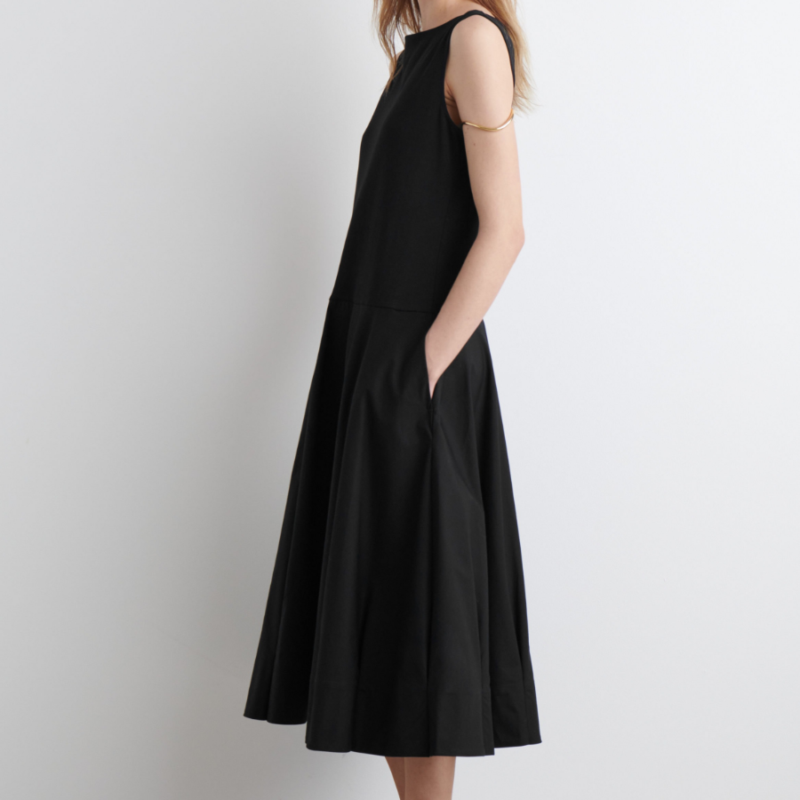 COS Boat-Neck Cotton A-Line Midi Dress