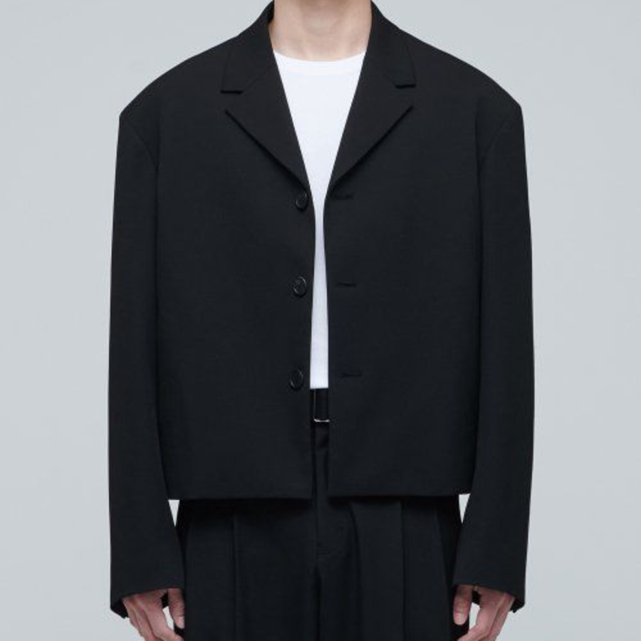 Oversized Crop Blazer — Black