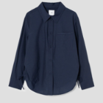 KUHO Collar Neck Shirring Detail Blouse - Navy