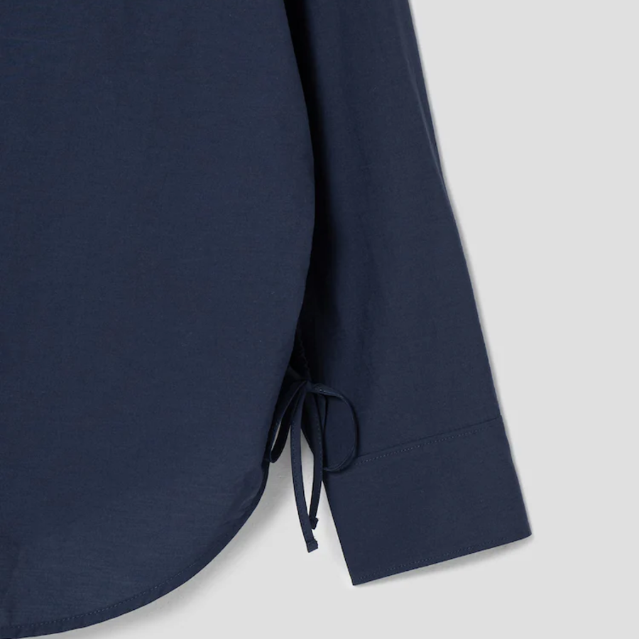 KUHO Collar Neck Shirring Detail Blouse - Navy