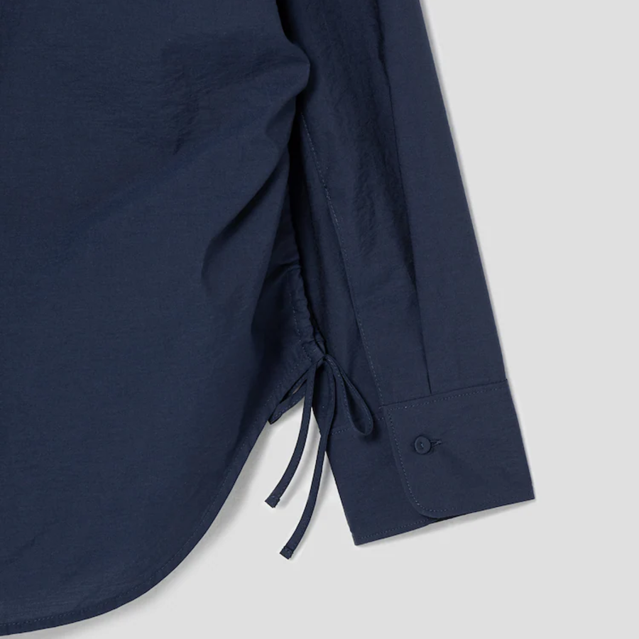 KUHO Collar Neck Shirring Detail Blouse - Navy