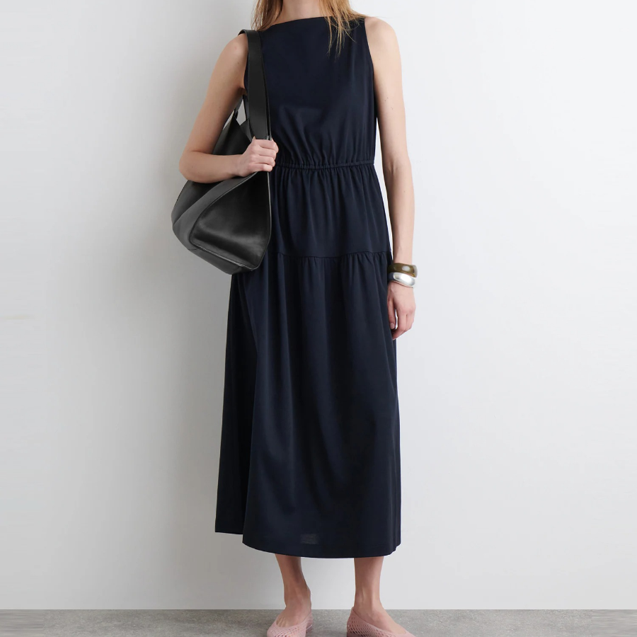 COS Boat-Neck Gathered Midi Dress