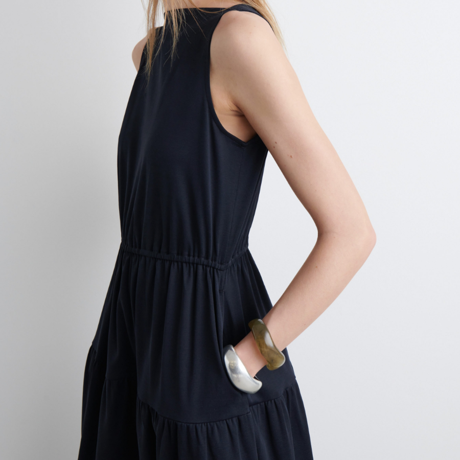 COS Boat-Neck Gathered Midi Dress