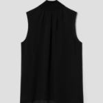 Theory Women Silk Combo Rib Neck Shell - Black