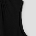 Theory Women Silk Combo Rib Neck Shell - Black